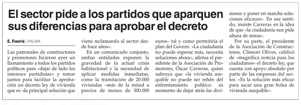 Última Hora: El sector pide a los partidos que aparque sus diferencias para aprobar el decreto