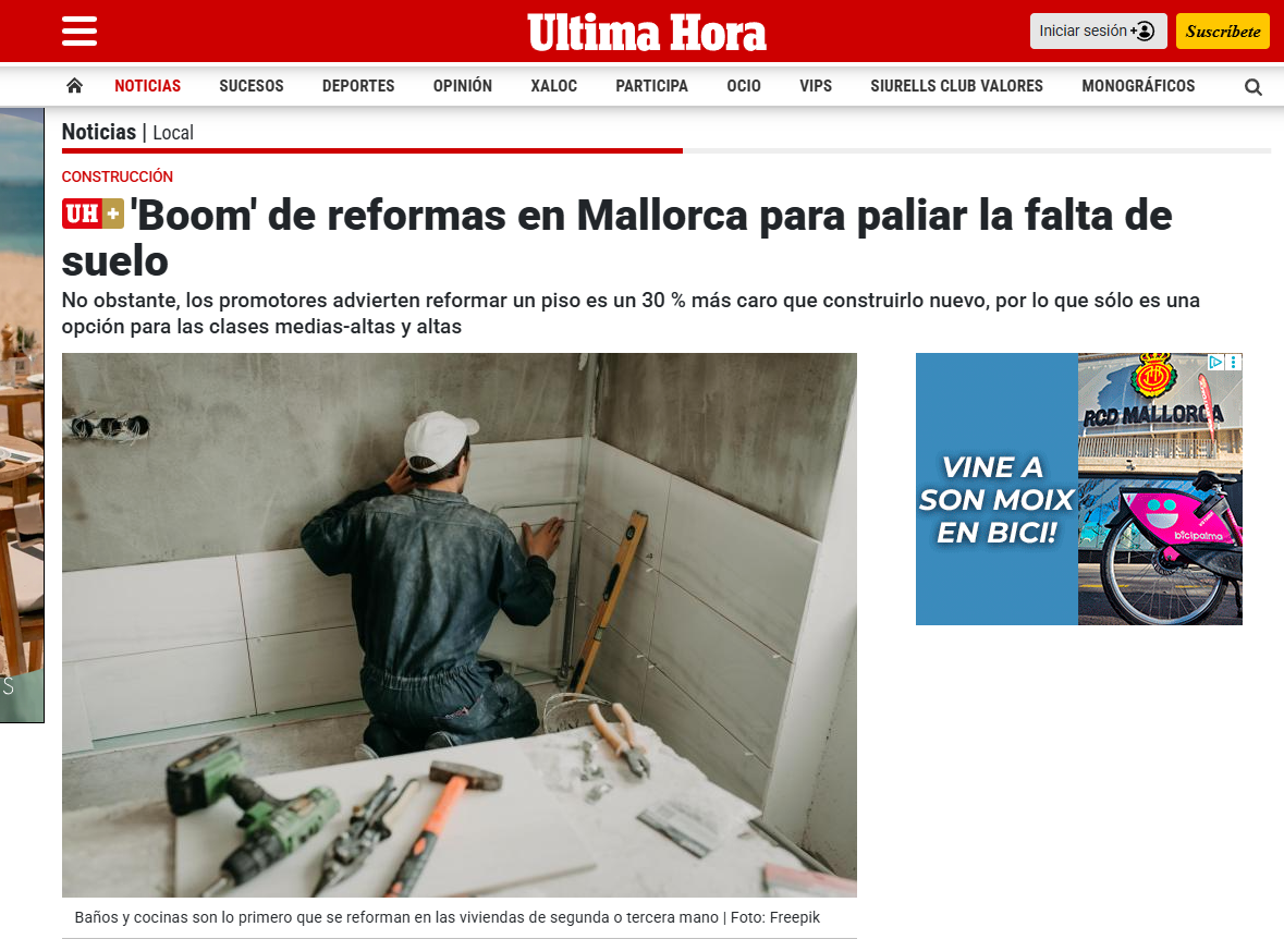 Última Hora: Boom de reformas en Mallorca para paliar la falta de suelo