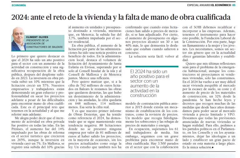 Anuario El Económico 2024: Artículo de Climent Olives