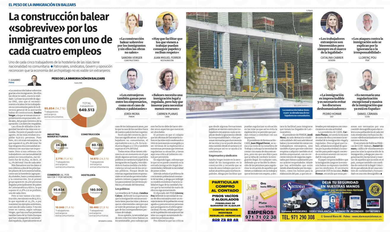 Diario de Mallorca: La Construcción balear «sobrevive» por los inmigrantes con uno de cada 4 empleos