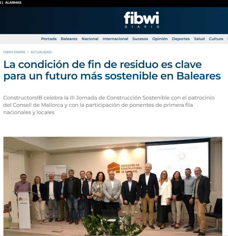 FIBWI Diario: La condición de fin de residuo es clave para un futuro más sostenible en Baleares