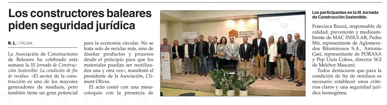 Última Hora: Los constructores baleares piden seguridad jurídica