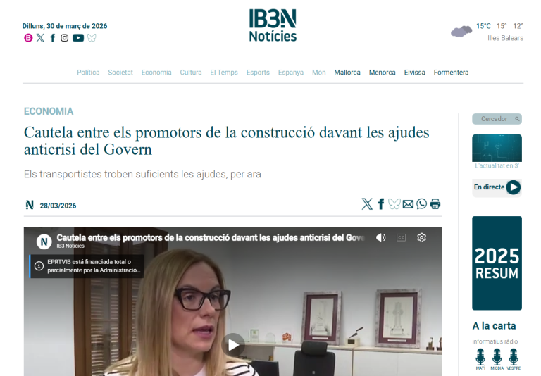 IB3 TV Informatiu: Cautela entre els constructors davant les ajudes anticrisi del Govern