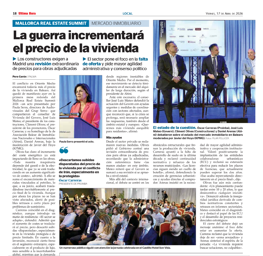 Última Hora: La guerra incrementará el precio de la vivienda